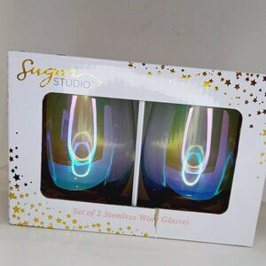 Iridescent Stemless Wine Glasses – Set of 2 | Sugar Studio Giftable Glassware